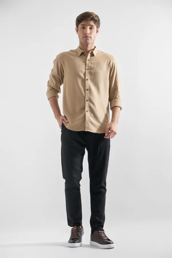 Camisa De Lino Manga Larga para Hombres Rococo25
