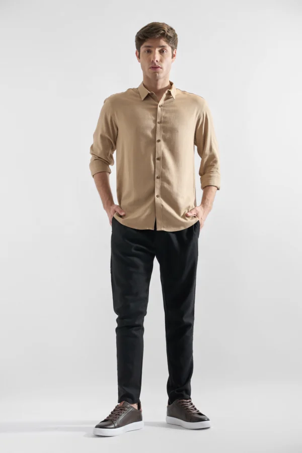 Camisa De Lino Manga Larga para Hombres Rococo26