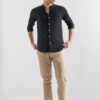 Camisa de Lino Manga Larga Para Hombres23