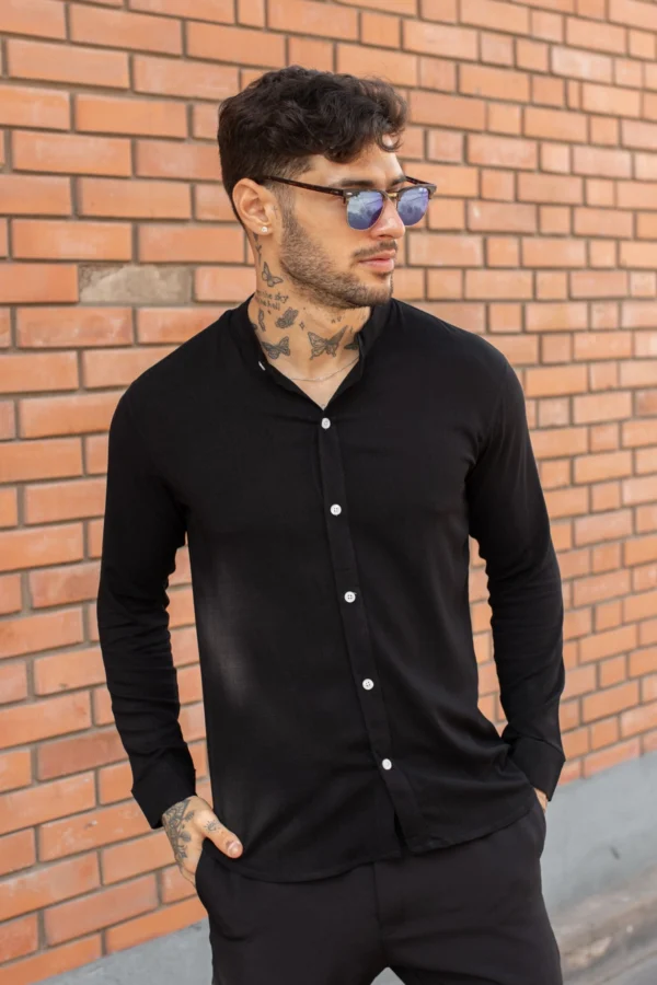 Camisa manga larga de lino para hombre11