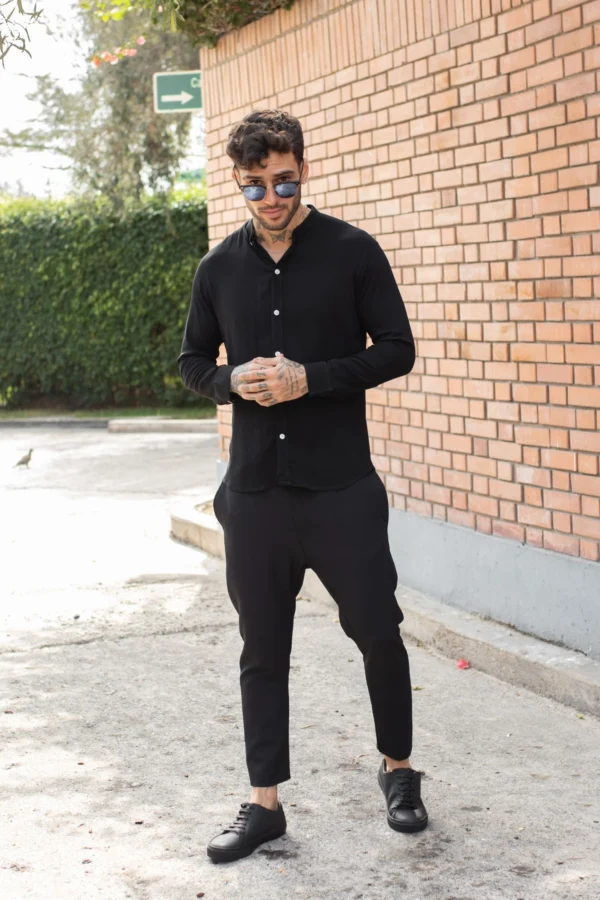 Camisa manga larga de lino para hombre13