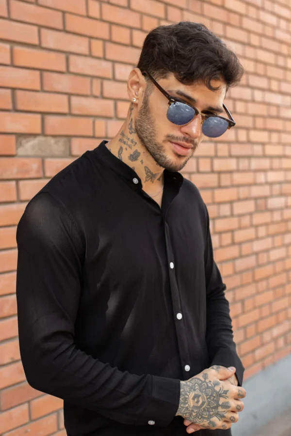 Camisa manga larga de lino para hombre14