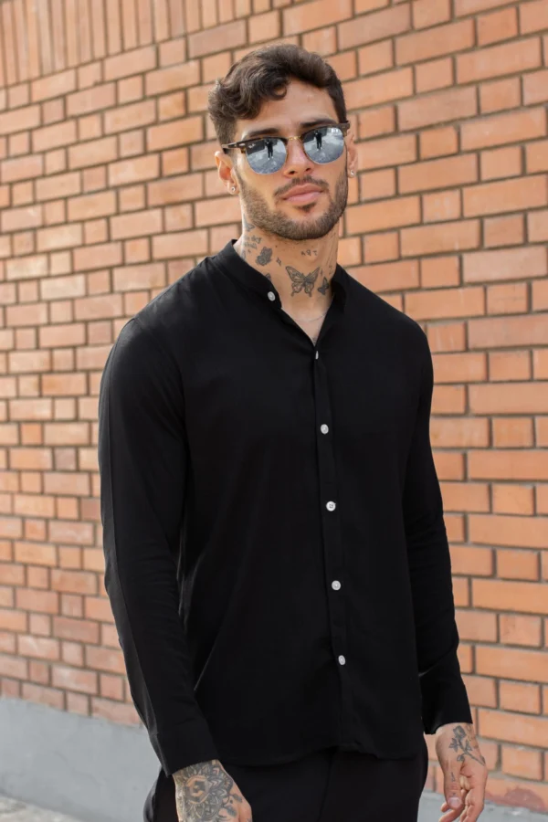 Camisa manga larga de lino para hombre15