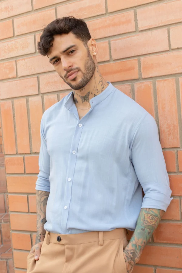 Camisa manga larga de lino para hombre16