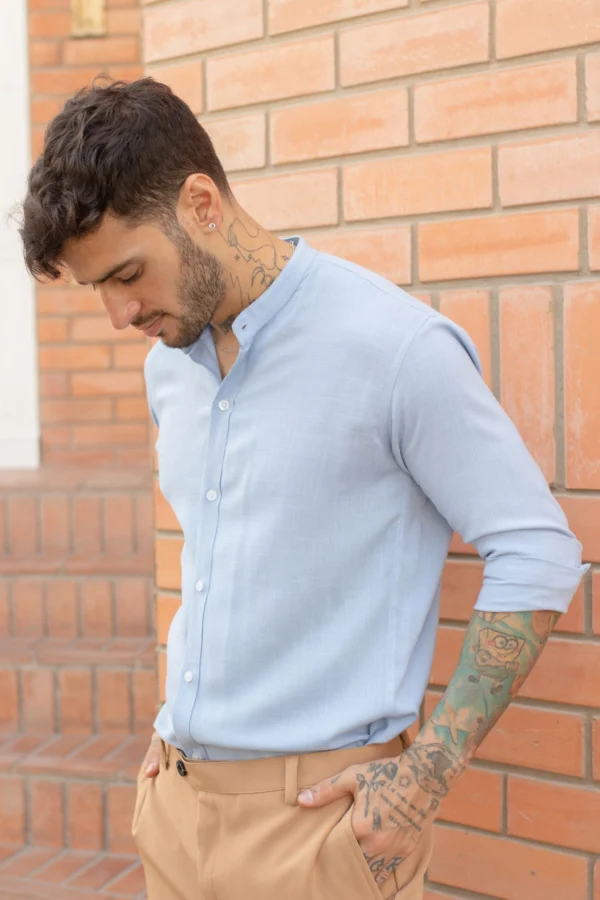 Camisa manga larga de lino para hombre17