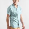 amisa de Lino verde cuello cubano para hombres12