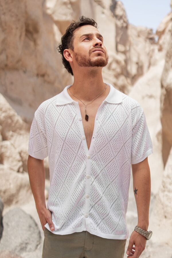 Camisa Tejida Blanco - Mediterranean - Imagen 2