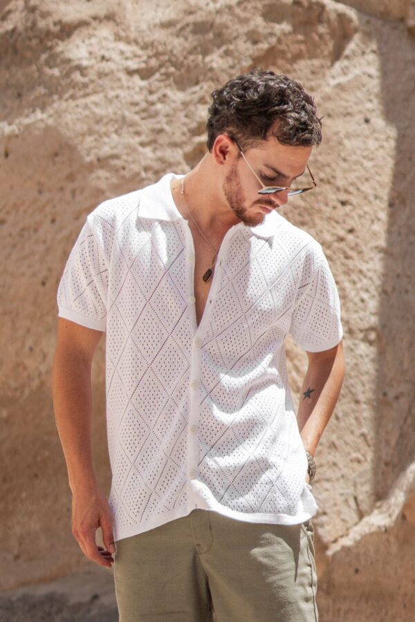 Camisa Tejida Blanco - Mediterranean - Imagen 3