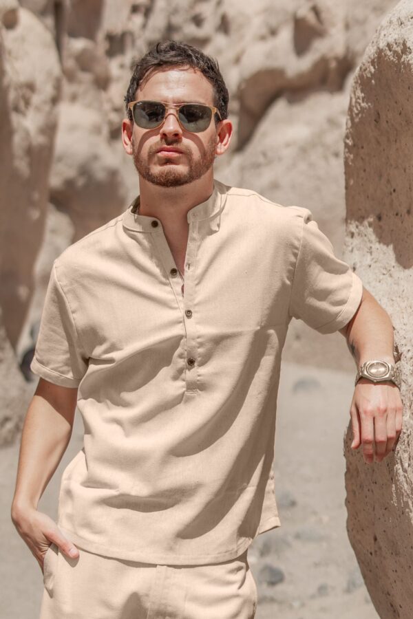 Polo de Lino Beige - Mediterranean - Imagen 2