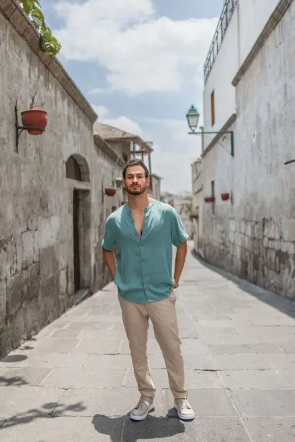 Camisa de Lino Manga Corta1