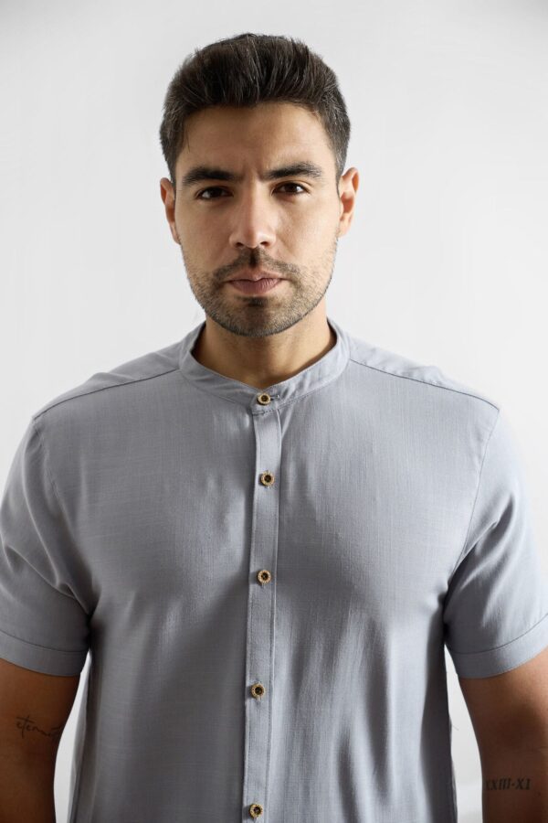 Camisa Lino Gris - Imagen 5