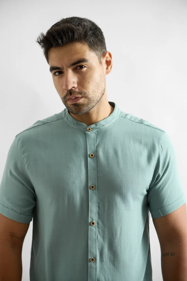 Camisas de lino manga corta46