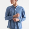 Camisa Lino Manga Larga Acero