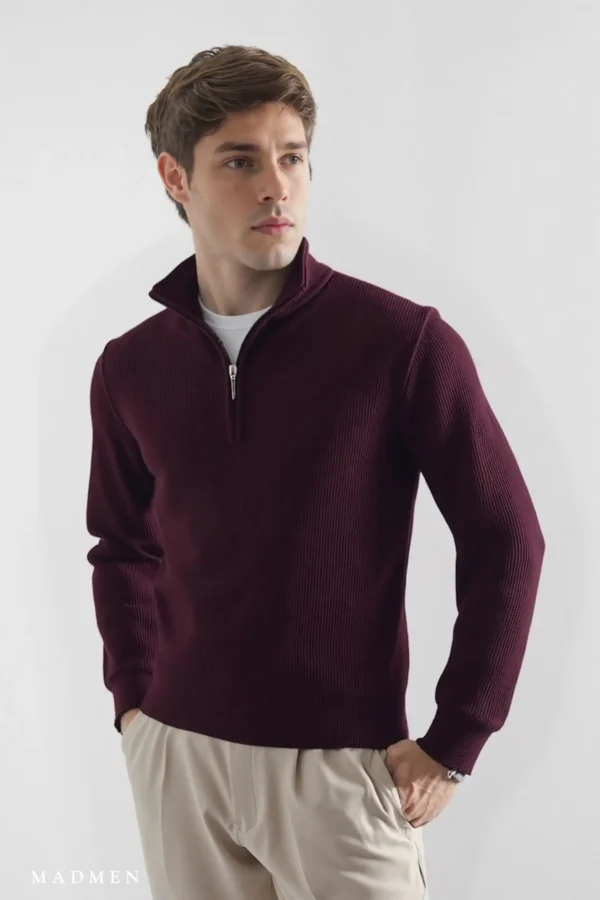 Bleecker Sweater Semi Cierre Guinda - Regular Fit