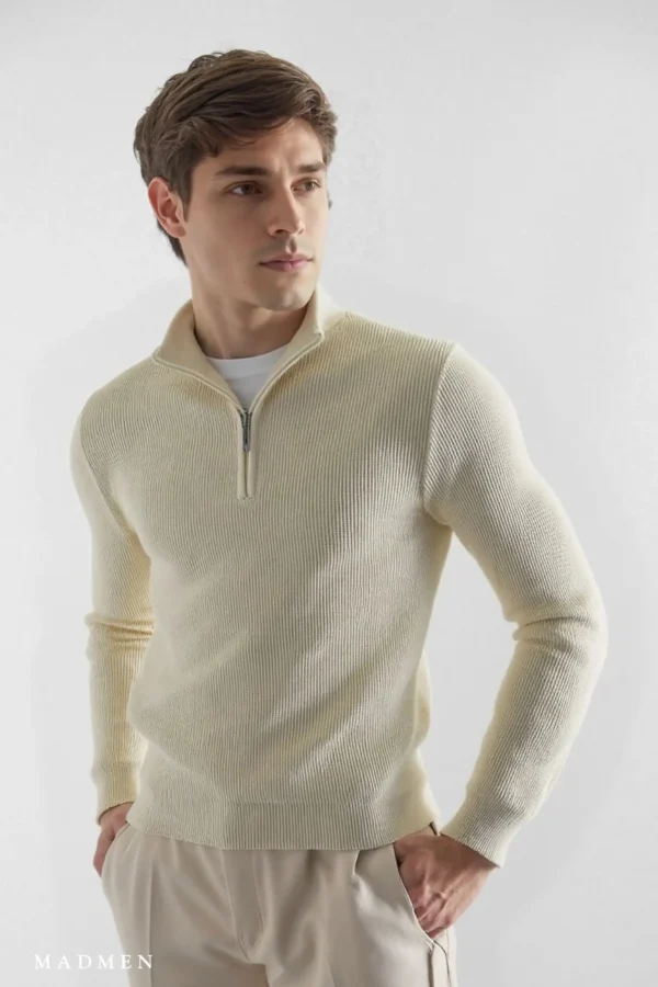 Bleecker Sweater Semi Cierre Perla - Regular Fit