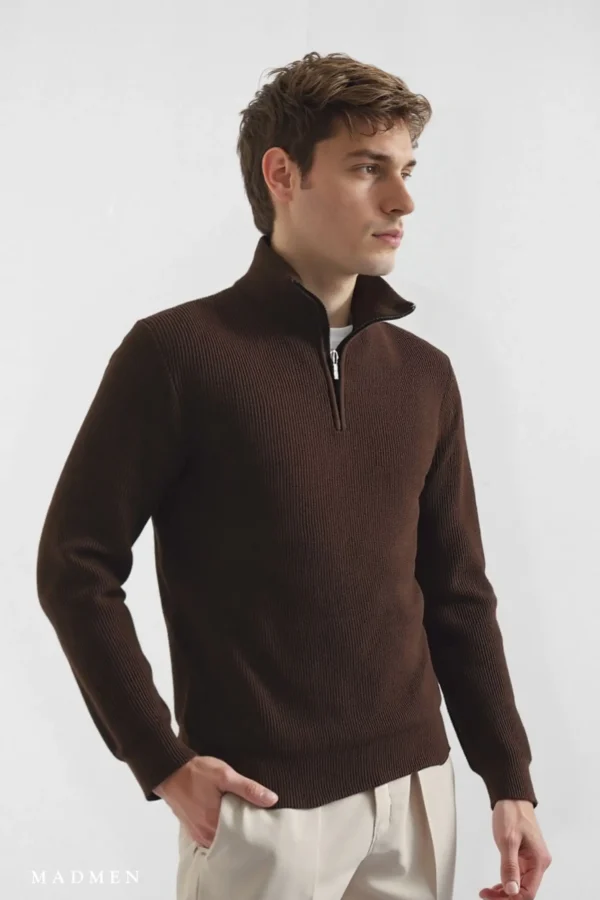 Bleecker Sweater Semi Cierre Marrón - Regular Fit