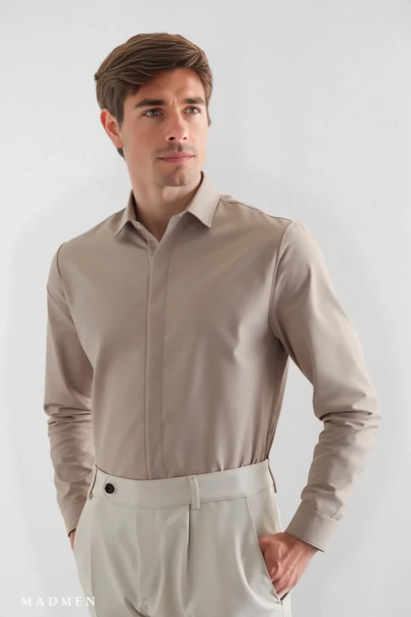 Camisa Bare Line Beige - Slim Fit
