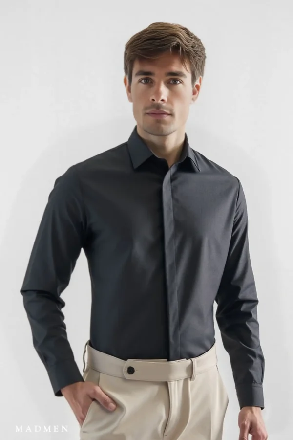 Camisa Bare Line Plomo - Slim Fit