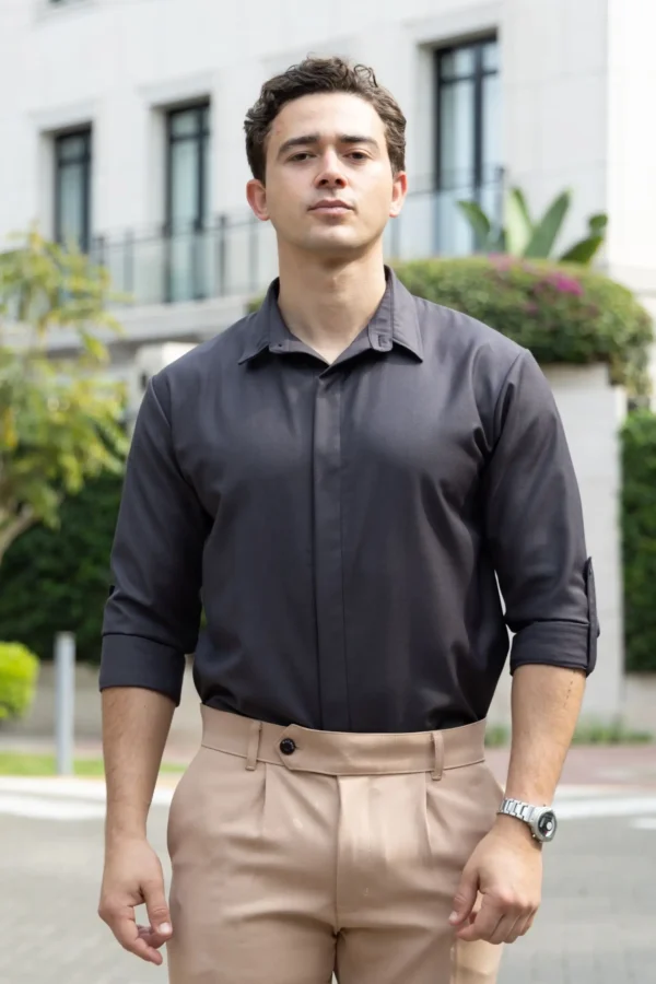 Camisa Bare Line Plomo - Slim Fit - Imagen 4