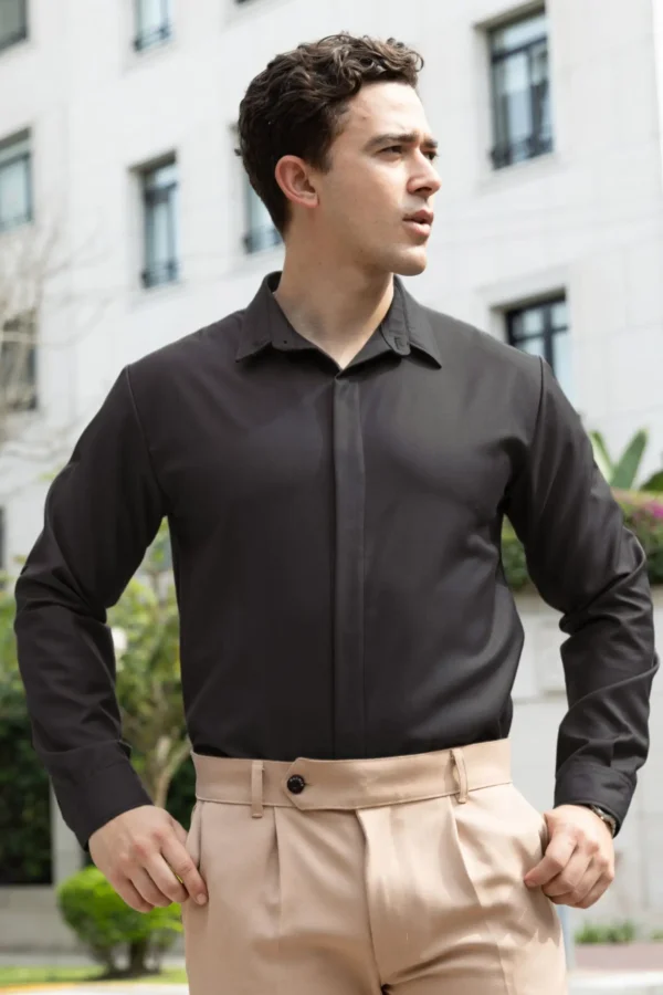 Camisa Bare Line Negro - Slim Fit