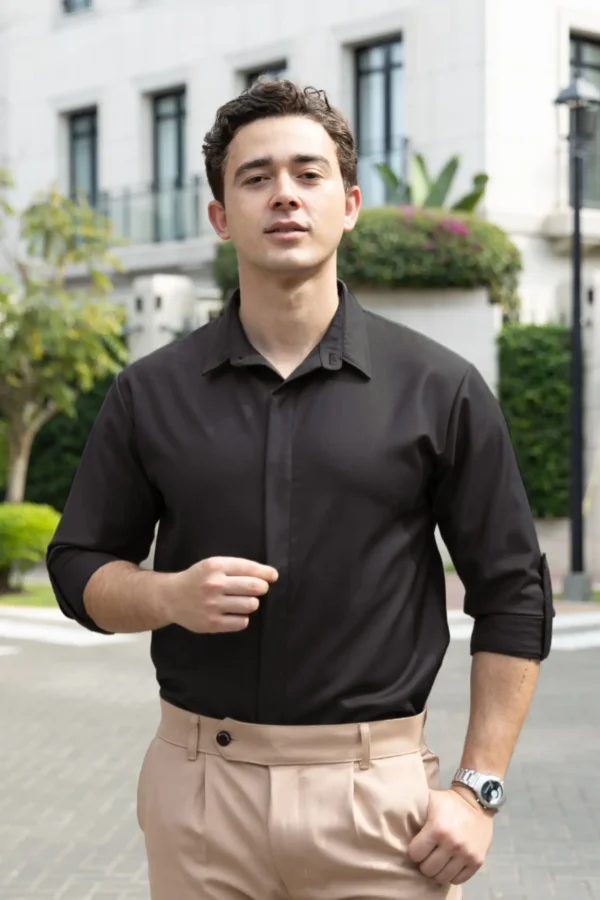 Camisa Bare Line Negro - Slim Fit - Imagen 3