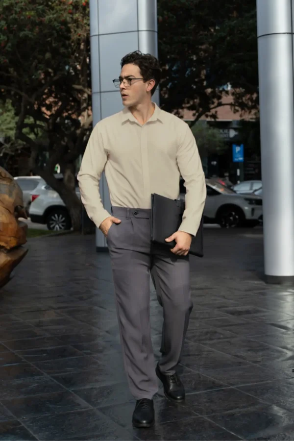 Camisa Bare Line Beige - Slim Fit - Imagen 2