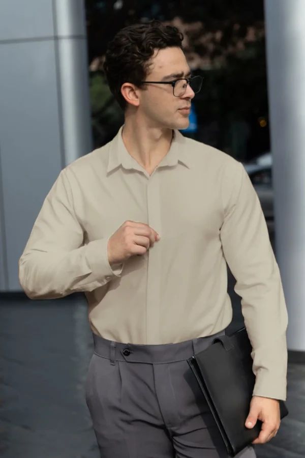 Camisa Bare Line Beige - Slim Fit