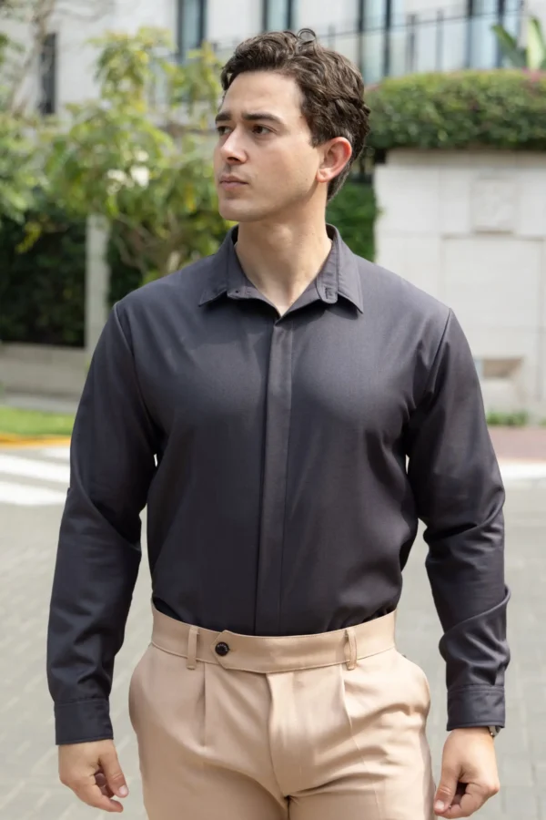 Camisa Bare Line Plomo - Slim Fit - Imagen 3