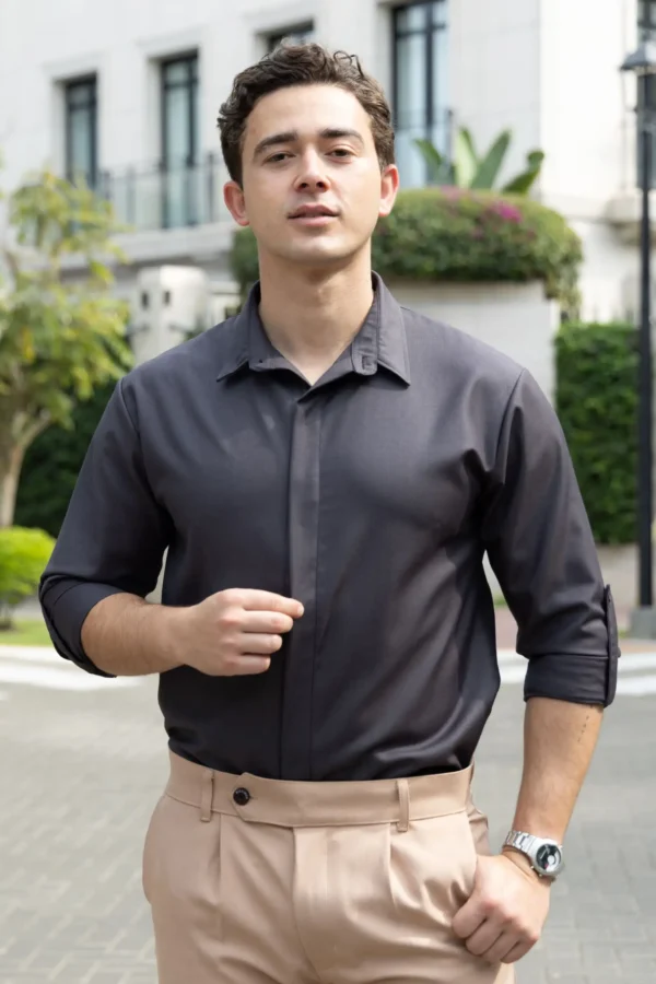 Camisa Bare Line Plomo - Slim Fit