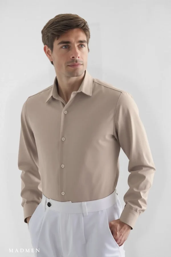 Camisa Sutton Beige - Slim Fit