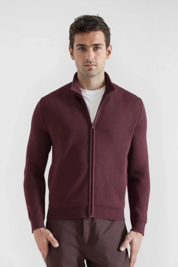 Bleecker Sweater Zip Guinda - Slim Fit