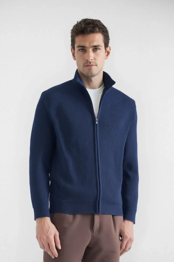 Bleecker Sweater Zip Azul - Slim Fit