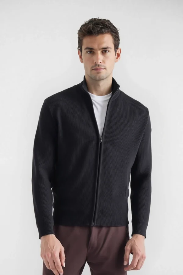 Bleecker Sweater Zip Negro - Slim Fit