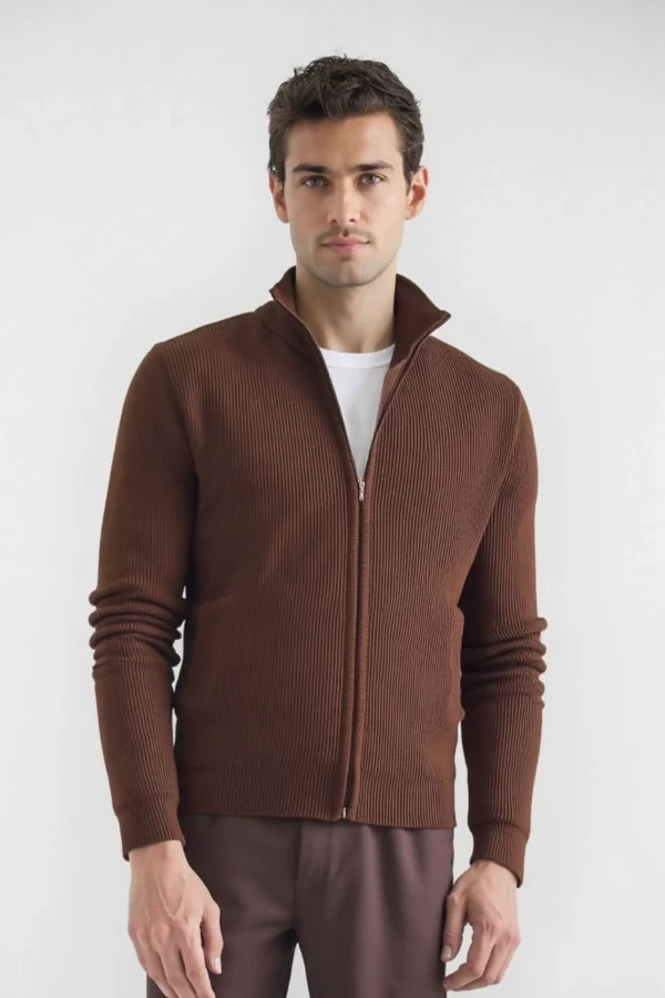 Bleecker Sweater Zip Marrón - Slim Fit