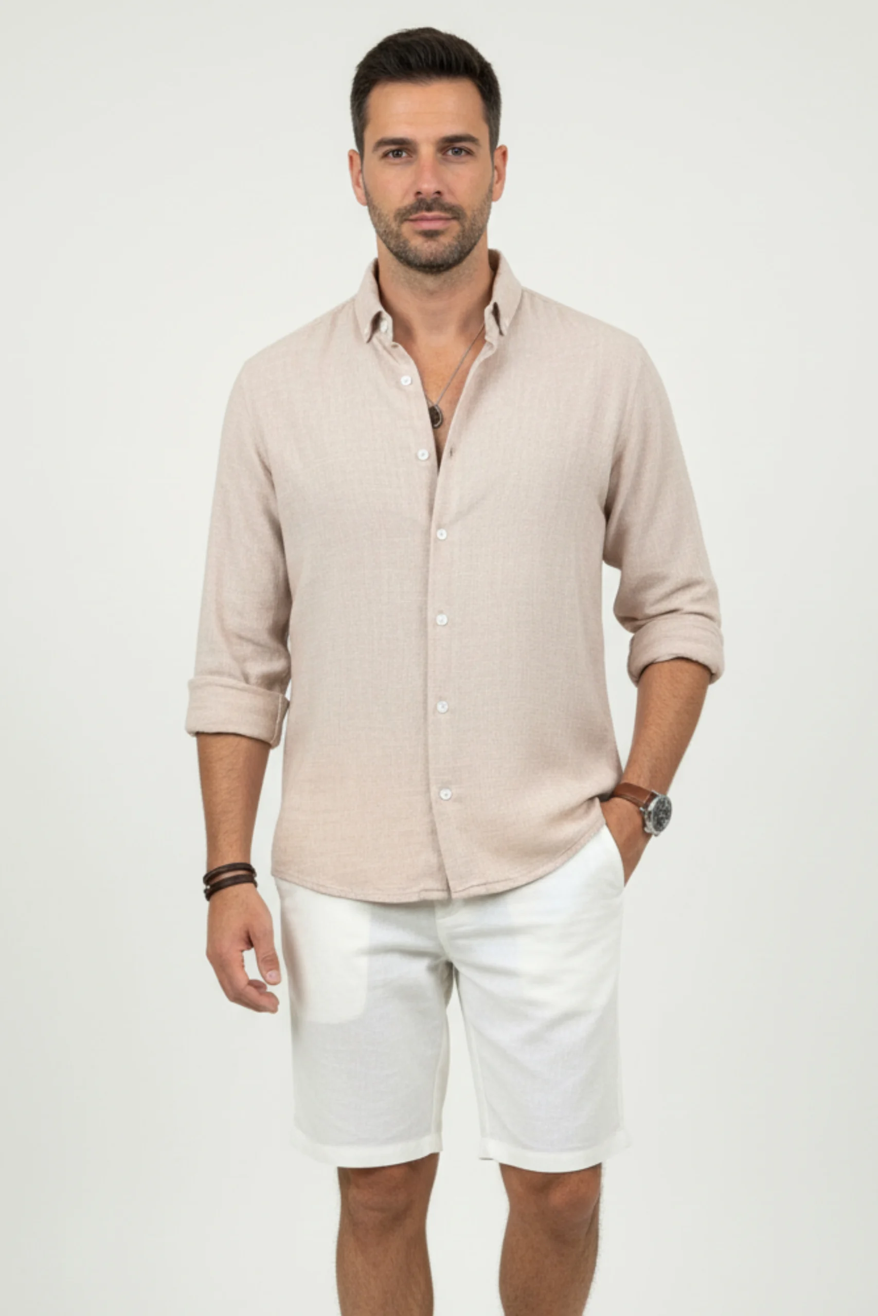 Camisa Lino Siciliana Beige – Dolce Vitta - Imagen 2