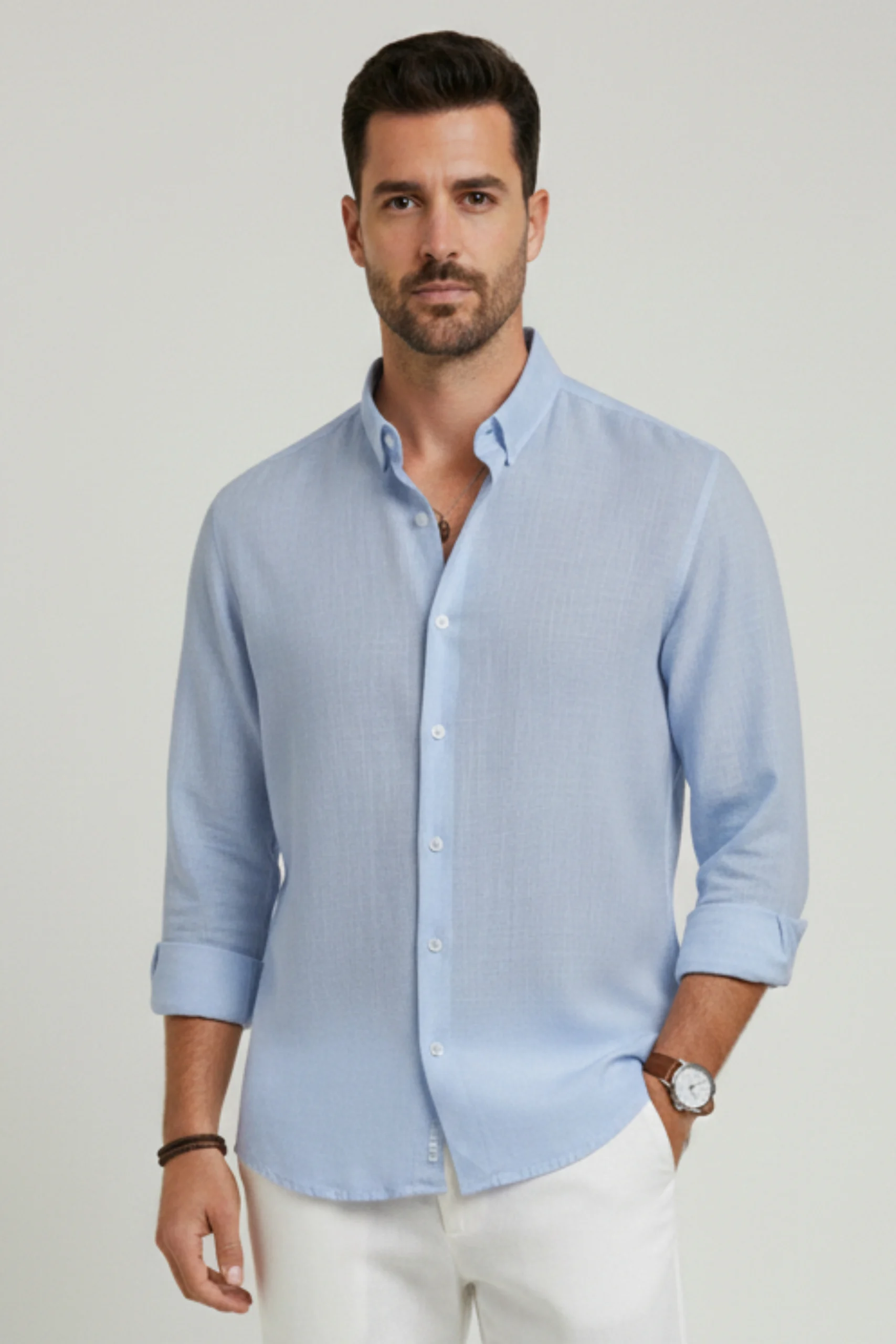 Camisa Lino Siciliana Celeste – Dolce Vitta