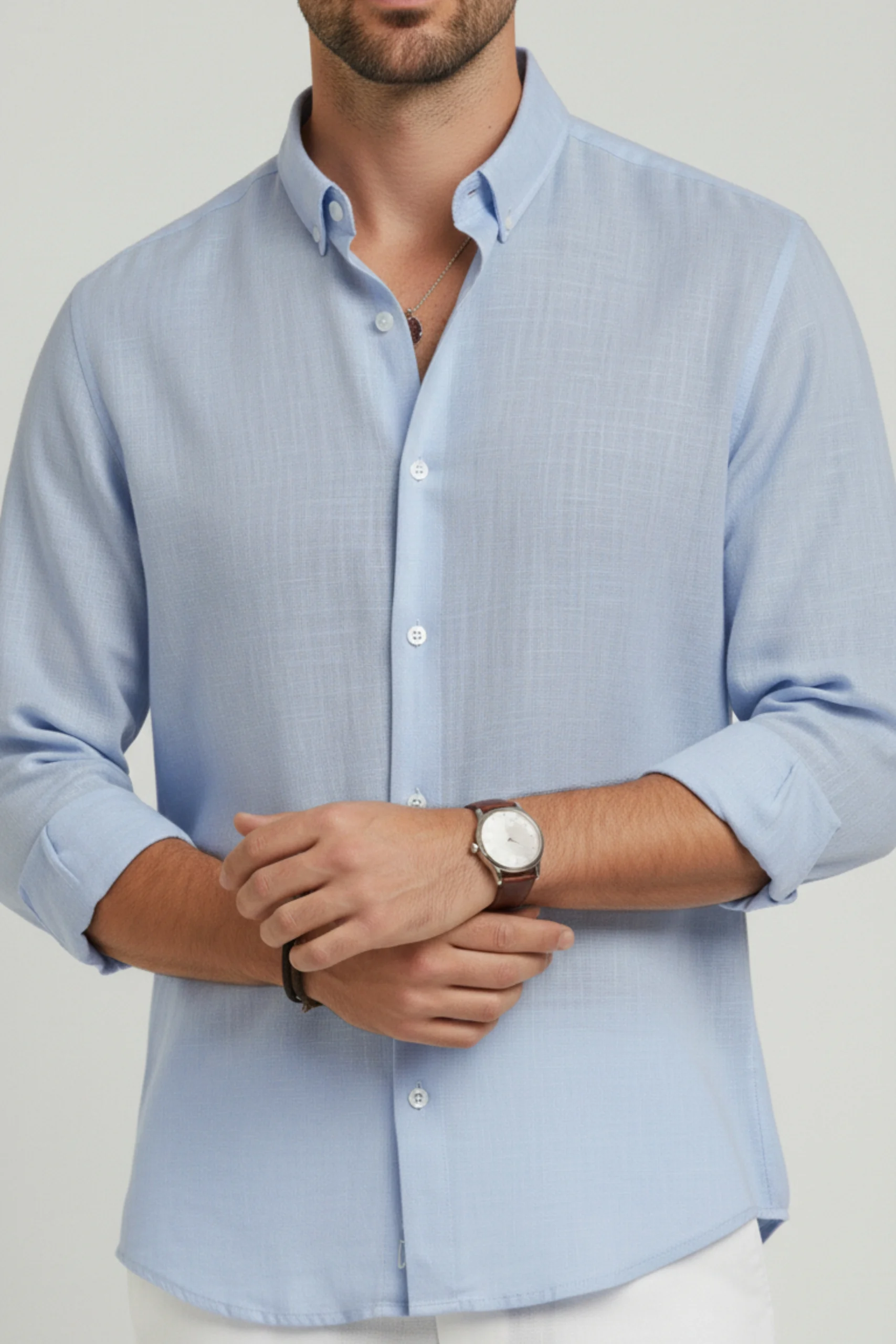 Camisa Lino Siciliana Celeste – Dolce Vitta - Imagen 2