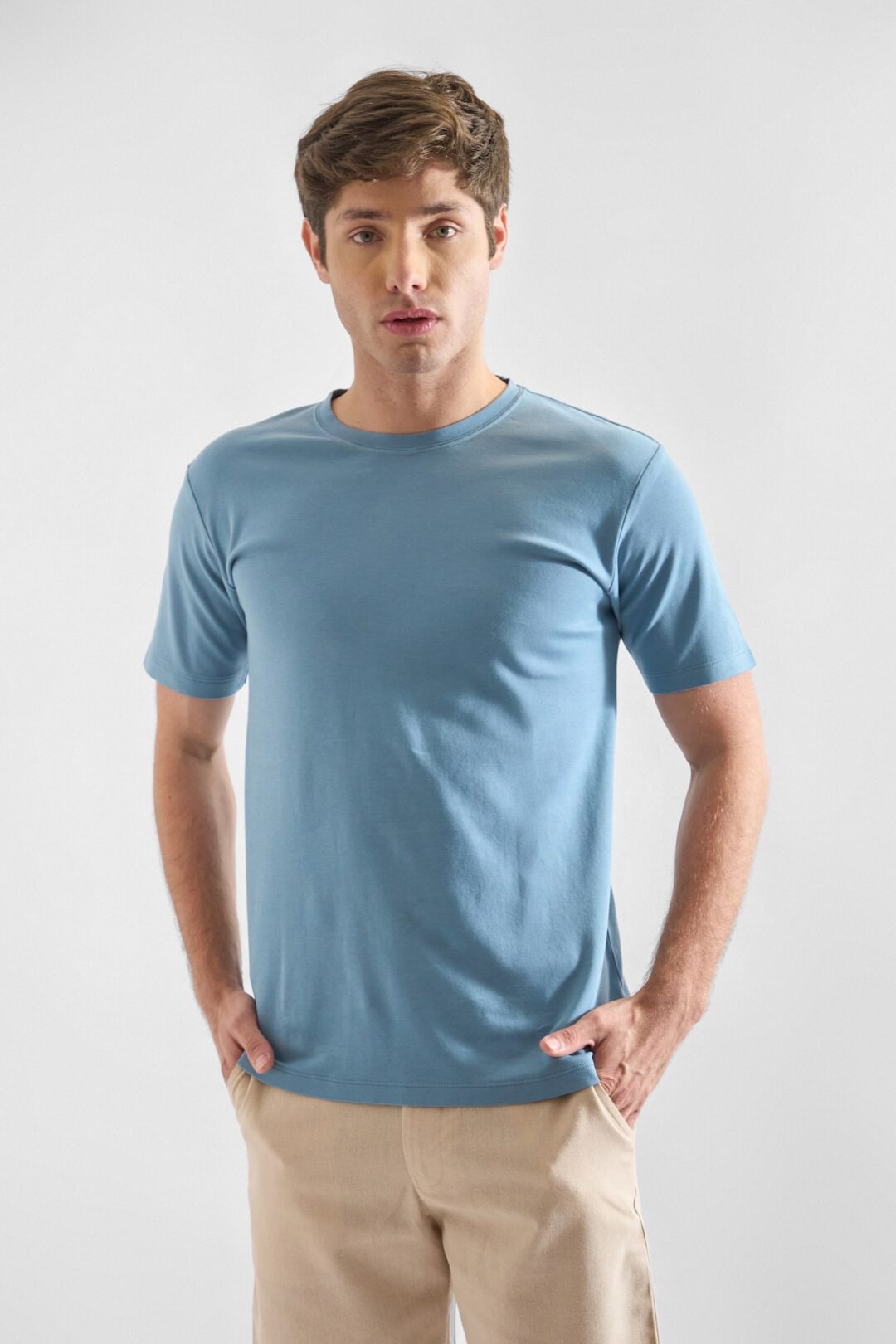 T-Shirt Cuello Redondo Blue Blu  - Algodón Premium